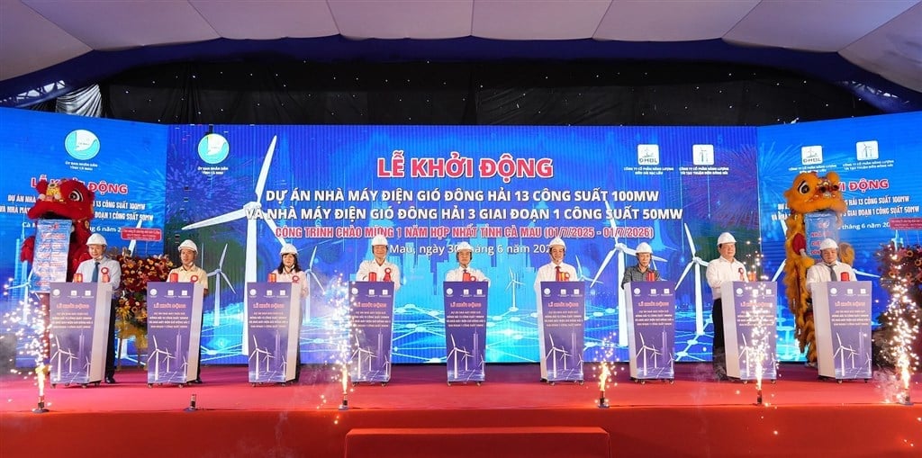 Cà Mau khởi động 2 dự án điện gió, bổ sung 150 MW nguồn điện sạch. Ảnh: Trọng Linh.