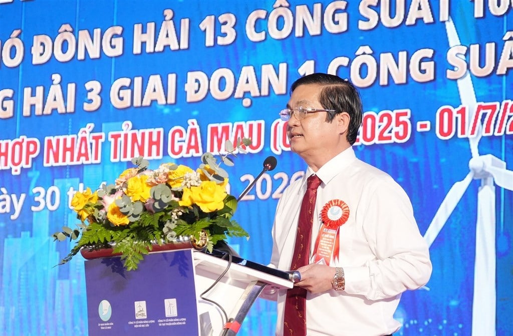 Ông Huỳnh Chí Nguyễn, Phó Chủ tịch UBND tỉnh Cà Mau phát biểu tại buổi lễ. Ảnh: Trọng Linh.