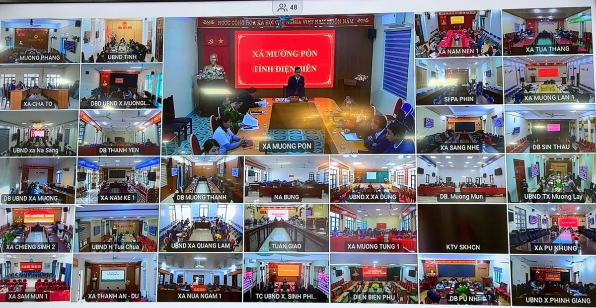 Hệ thống hội nghị trực tuyến kết nối từ tỉnh đến các xã góp phần nâng cao hiệu quả chỉ đạo, điều hành của chính quyền địa phương hai cấp. Ảnh: CTV.