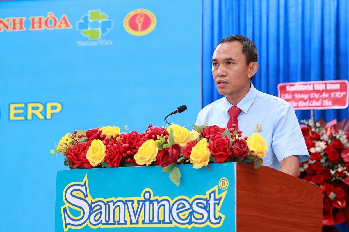 Ông Lê Đức Tiến, Phó Tổng Giám đốc Công ty Yến sào Khánh Hòa phát biểu tại buổi lễ. Ảnh: Quỳnh Châu.