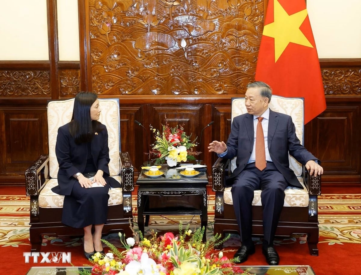 Tổng Bí thư, Chủ tịch nước Tô Lâm tiếp Đại sứ Hoa Kỳ Jennifer Wicks. Ảnh: TTXVN.