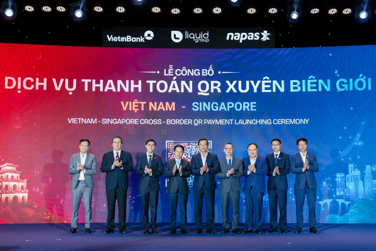 Lễ công bố Dịch vụ Thanh toán QR Xuyên biên giới Việt Nam - Singapore từng bước mở rộng dịch vụ thanh toán QR xuyên biên giới. Ảnh: VietinBank.