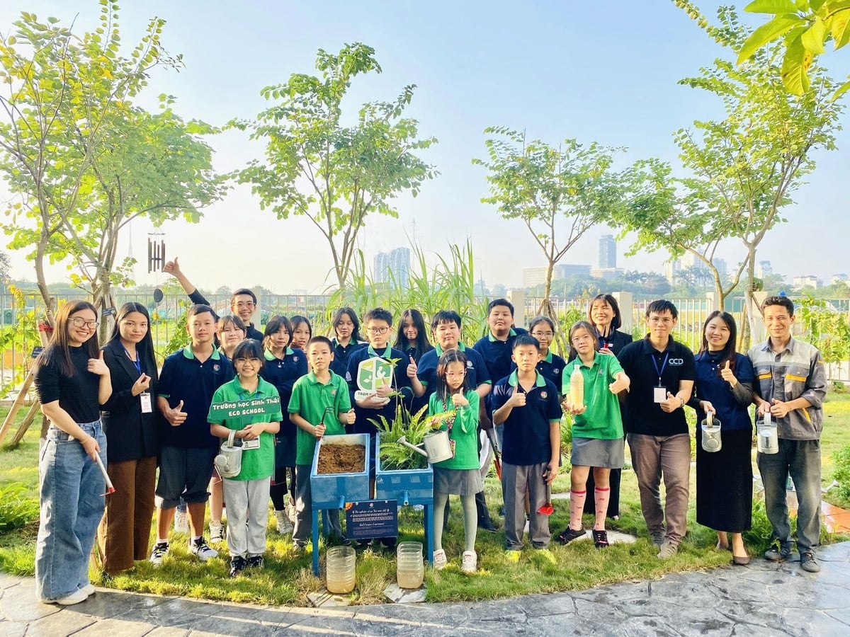 Vườn trường sinh thái tại hệ thống giáo dục Genesis. Ảnh: Thu Hà.