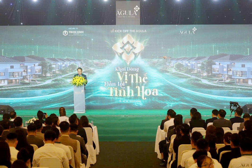 Đại diện Trần Anh Group phát biểu tại buổi lễ kick-off dự án The Agula. Ảnh: Trần Anh Group.