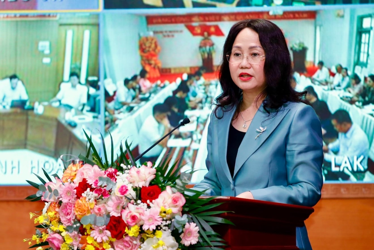 Bộ trưởng Bộ VHTTDL Lâm Thị Phương Thanh phát biểu khai mạc Hội nghị. Ảnh: Báo Văn hóa.