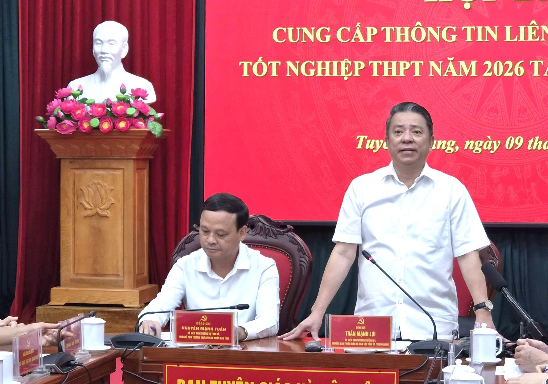 Ban Tuyên giáo và Dân vận Tỉnh ủy Tuyên Quang tổ chức họp báo cung cấp thông tin về Kỳ thi tốt nghiệp THPT năm 2026 trên địa bàn tỉnh. Ảnh: Đào Thanh.