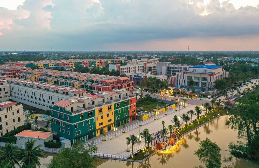 Khu dân cư Phước Thọ được xây dựng ngay ngã ba sông Cổ Chiên. Ảnh: T&T Group.