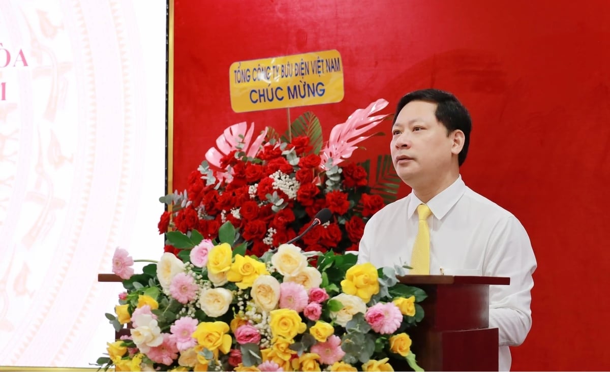 Ông Chu Quang Hào, Tổng Giám đốc Tổng Công ty Bưu điện Việt Nam phát biểu tại lễ ký kết. Ảnh: Phương Chi.
