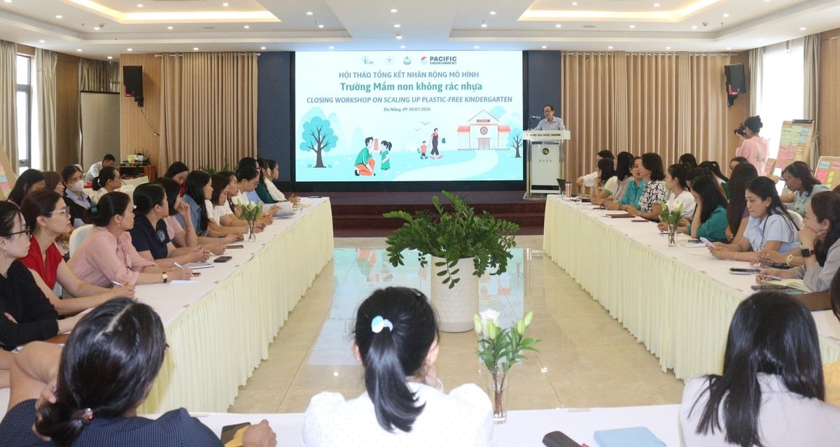 Hội thảo tổng kết mô hình 'Trường mầm non không rác thải nhựa'. Ảnh: Lan Anh.