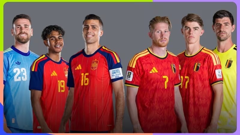 Trận đấu Tây Ban Nha và Bỉ là cuộc đấu 'người tám lạng, kẻ nửa cân'. Ảnh: FIFA.