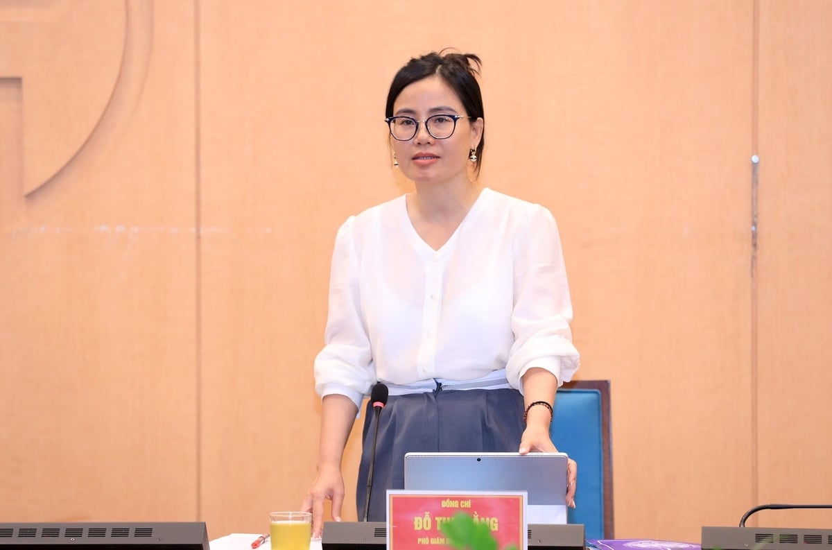 Bà Đỗ Thu Hằng - Phó Giám đốc Sở Tài chính Hà Nội  phát biểu tại họp báo. Ảnh: Đình Hiệp.