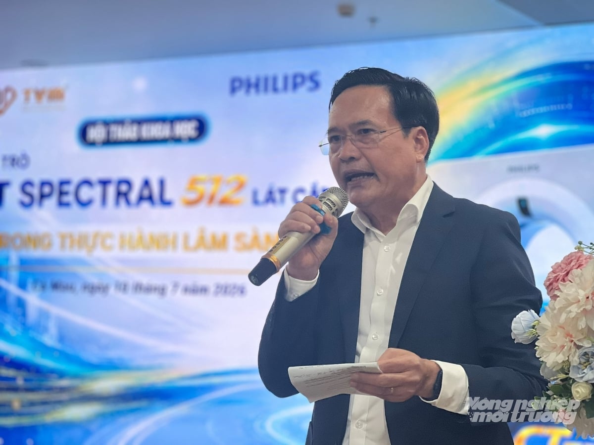 ThS.BS Phạm Thanh Vũ, Chủ tịch Hội đồng Quản trị Bệnh viện Đa khoa Thanh Vũ Medic Bạc Liêu công bố đưa vào vận hành hệ thống CT Phổ 512 lát cắt. Ảnh: Trọng Linh.