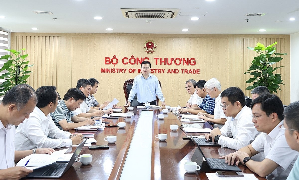Thứ trưởng Bộ Công Thương - Trương Thanh Hoài phát biểu kết luận tại buổi làm việc. Ảnh: EVNNPT.