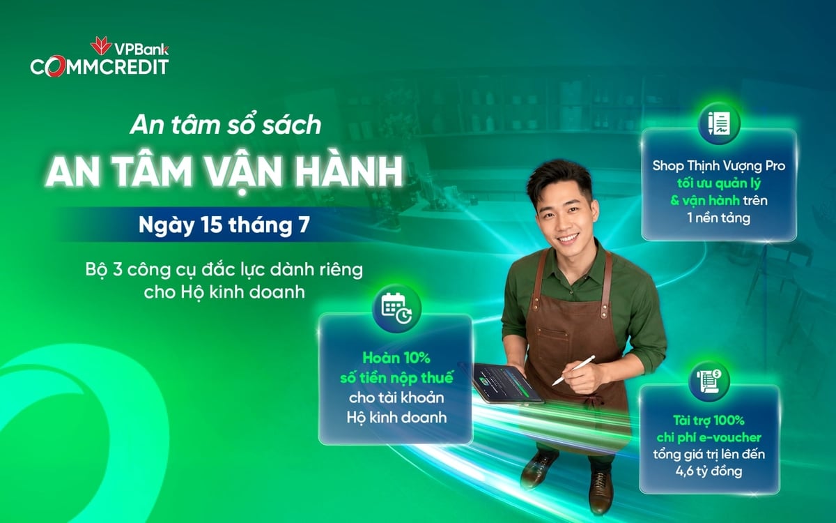 VPBank giới thiệu bộ ba giải pháp số giúp hộ kinh doanh quản lý tài chính, thuế và vận hành cùng trên một nền tảng số. Ảnh: VPBank.