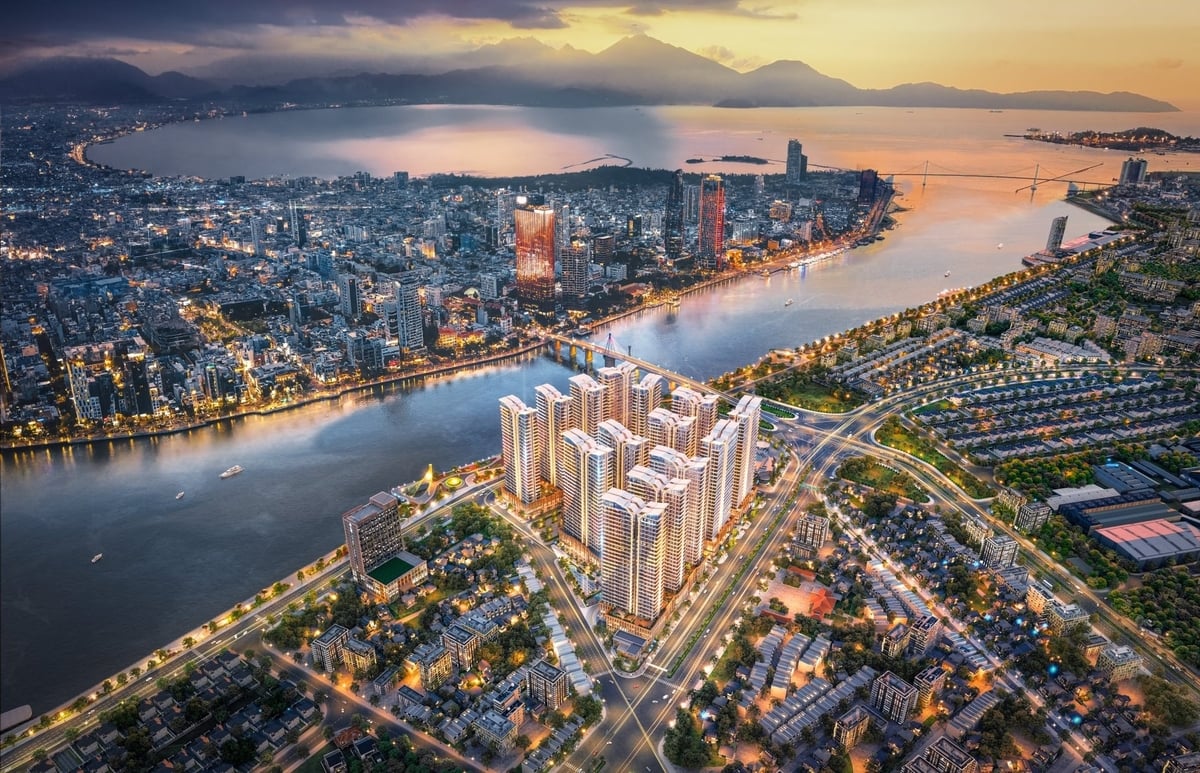 Capital Square sở hữu vị trí hiếm có giữa cầu Rồng và cầu sông Hàn, mở ra tầm nhìn trực diện tới không gian trình diễn DIFF. Ảnh: CĐT.