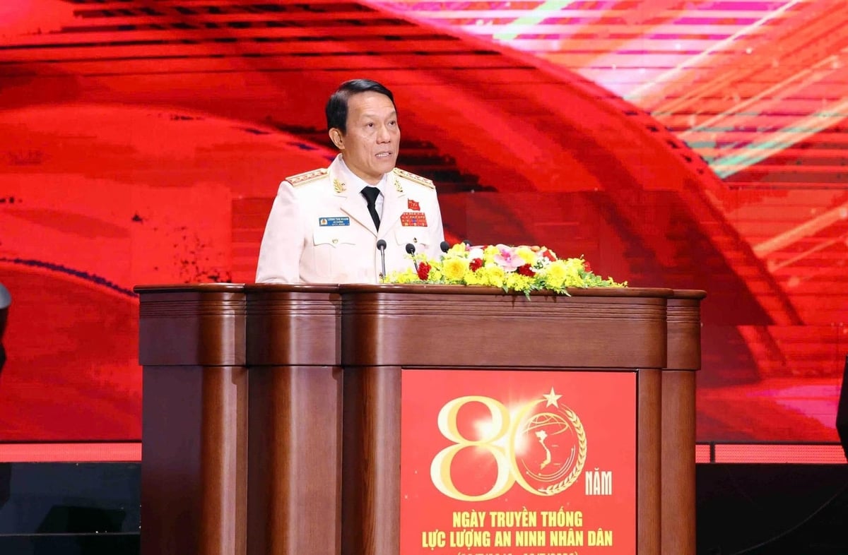 Đại tướng Lương Tam Quang - Bộ trưởng Bộ Công an phát biểu tại Lễ kỷ niệm. Ảnh: BCA.