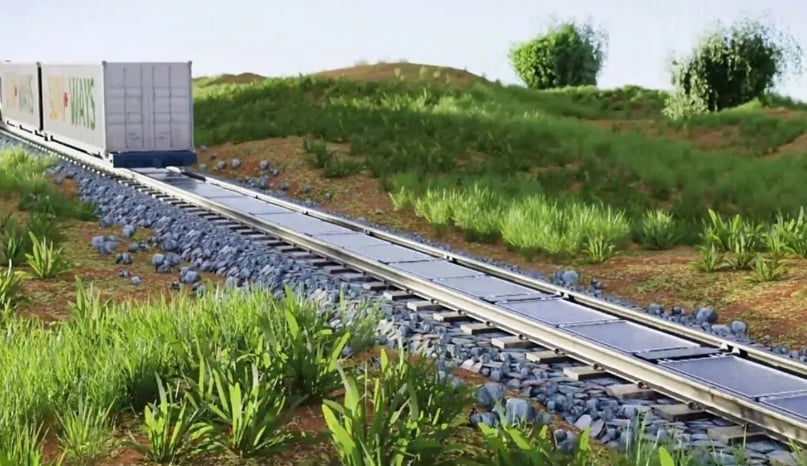 Sun-Ways đã đưa vào vận hành tuyến đường sắt điện mặt trời đầu tiên trên thế giới tại làng Buttes, thuộc bang Neuchâtel (Thụy Sĩ) hồi năm ngoái. Ảnh: Sun-Ways. 