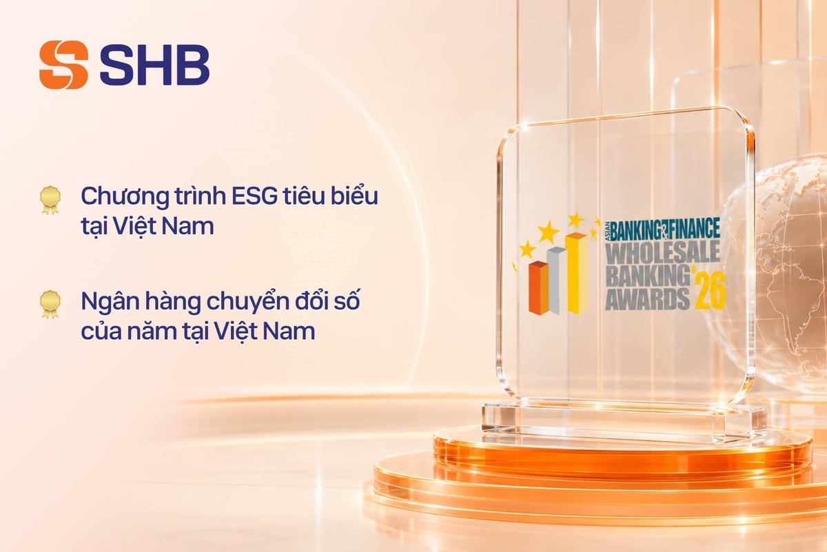 SHB giành cú đúp giải thưởng Ngân hàng bán buôn tại Asian Banking & Finance Awards 2026. Ảnh: SHB.