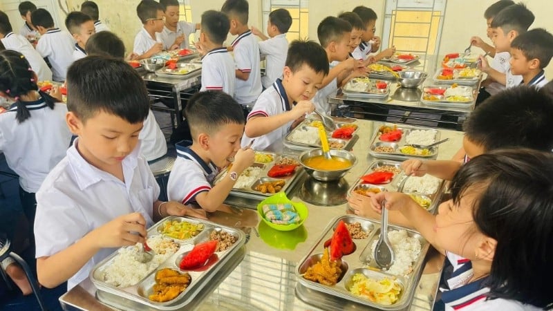 Chất lượng bữa ăn bán trú của học sinh tiểu học tại Hà Nội luôn là vấn đề được phụ huynh quan tâm. Ảnh minh họa: SKĐS