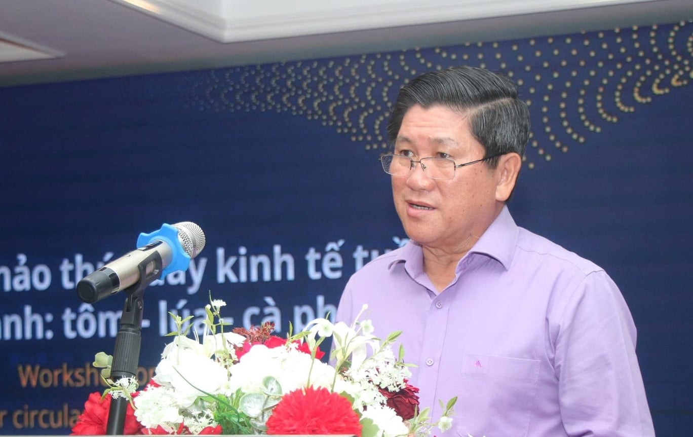 Ông Lê Văn Sử, Phó Chủ tịch UBND tỉnh Cà Mau phát biểu tại hội thảo. Ảnh: Trọng Linh.