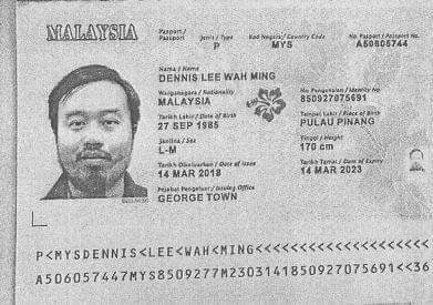 ho_chieu-173931_900.jpeg Hộ chiếu của công dân Malaysia Dennis Lee Wah Ming. Ảnh: SNVQT.