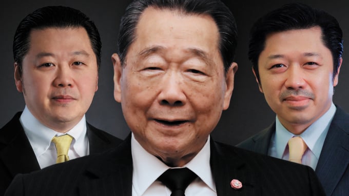 Người đứng đầu gia tộc CP Dhanin Chearavanont, 81 tuổi và lãnh đạo thế hệ kế cận của tập đoàn CP Group. Ảnh: Nikkei