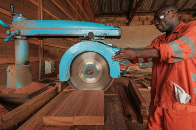 Wood processing at the Compagnie Forestiere et de Transformation in the Democratic Republic of the Congo. Photo: FAO