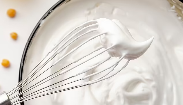 Currently, one of the most widely-used vegan alternatives to egg white at home and in restaurants is aquafaba (pictured). Photo: DailyMail