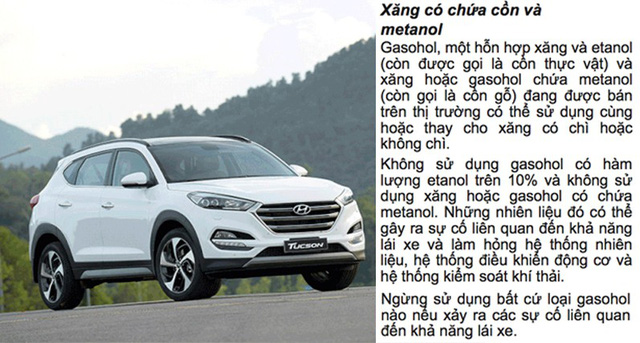 Hyundai cho biết xăng E5 cũng đáp ứng nhu cầu về nhiên liệu của mẫu Tucson dùng động cơ phun nhiên liệu trực tiếp.