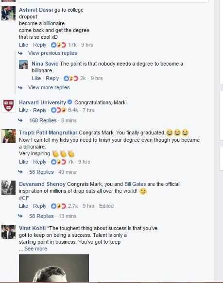 Người dùng Facebook khắp thế giới hân hoan chúc mừng tỷ phú công nghệ.
