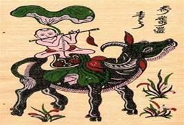 Tranh Đông Hồ: Chú bé thổi sáo trên lưng trâu