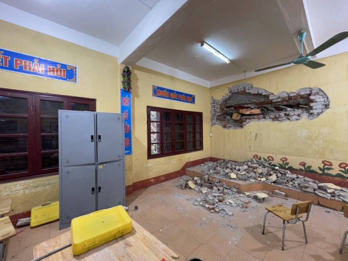 sapa-sap-154154_97.jpg Trường Tiểu học Trung Chải xảy ra sập tường do mưa lớn kéo dài. Ảnh: T.L.