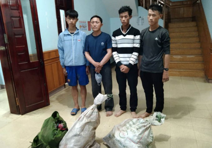 h11-085803_349.jpg Nhóm săn bắt sơn dương tại cơ quan điều tra. Ảnh: Quang Yên.