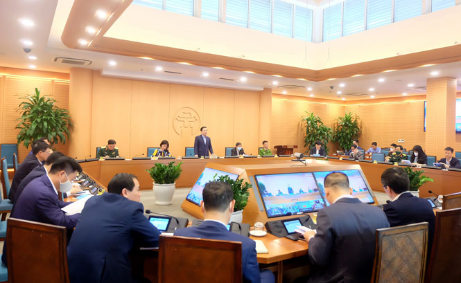 hn02-183949_534.jpg Cuộc họp Ban Chỉ đạo công tác phòng, chống dịch Covid-19 thành phố Hà Nội chiều ngày 8/3.