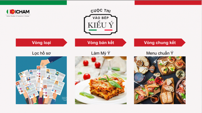 1-030922_791.jpeg Cuộc thi 'Vào bếp kiểu Ý' sẽ có 3 vòng thi. Ảnh: ICHAM.