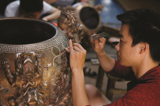 Làng nghề gò, đúc đồng Đại Bái tại tỉnh Bắc Ninh.