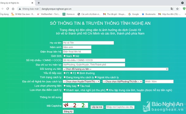 bna_website_trang_dang_ky_ve_que_cua_nghe_an802089_2372021-153038_316.jpg Website trang đăng ký về quê của Nghệ An. Ảnh: BNA.