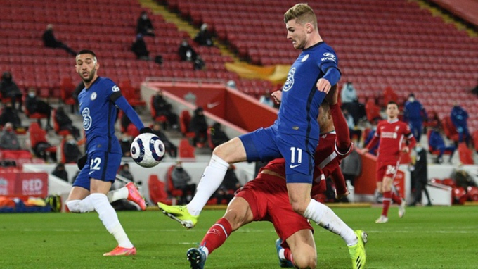 wer-080348_245.jpg Timo Werner chưa có duyên ghi bàn. Ảnh: Dailymail.