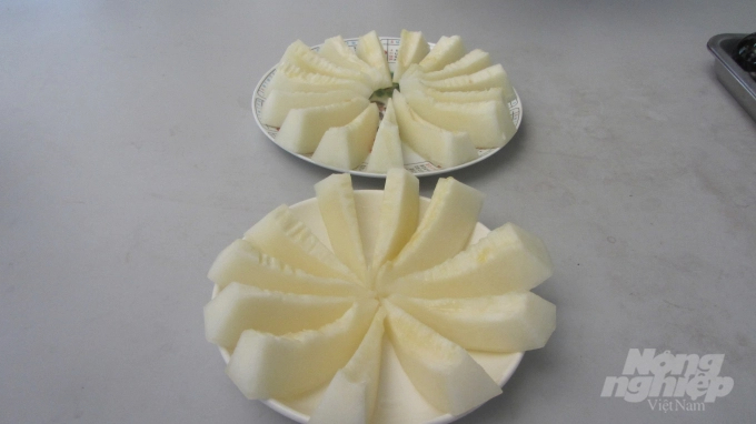 An organic cantaloupe product by Song. Photo: H. Tien.