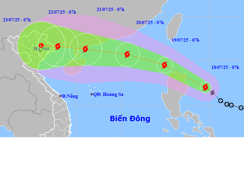 Dự báo ngày mai bão WIPHA tiến vào Biển Đông