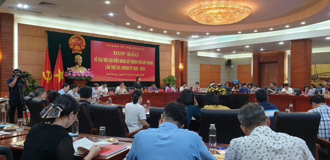 dh2-151549_308.jpg Họp báo thông tin về tổ chức Đại hội Đảng bộ TP Hải Phòng lần thứ XVI (nhiệm kỳ 2020-2025). Ảnh: NN.