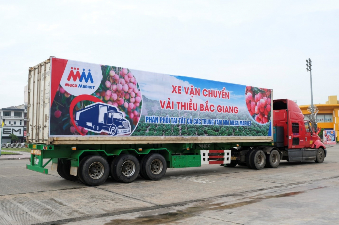 Xe của MM vận chuyển vải thiều Bắc Giang. Ảnh: MM.