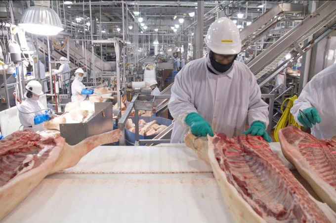 che-bien-thit-214647_885.jpeg Hình ảnh bên trong một nhà máy chế biến thịt tại Hoa Kỳ. Ảnh: North American Meat Institute.