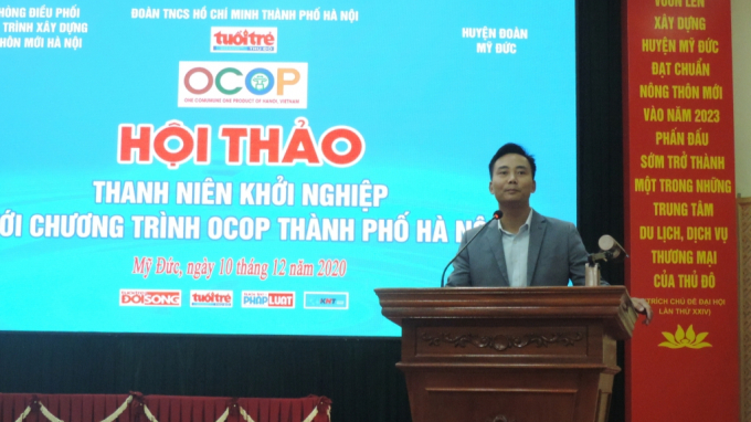 ong-nguyen-duc-tien-141725_84.jpeg Nguyễn Đức Tiến, Ủy viên Ban chấp hành Trung ương Đoàn, Phó Bí thư Thường trực Thành đoàn, Chủ tịch Hội LHTN thành phố Hà Nội phát biểu tại hội thảo.