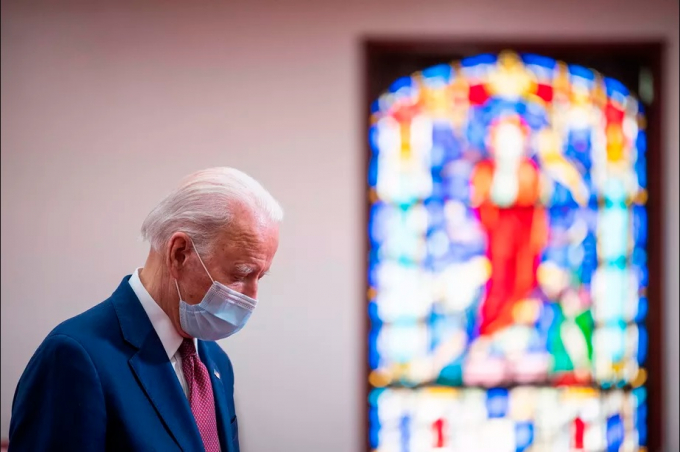 biden-100621_607.jpg Tổng thống đắc cử Joe Biden tại Nhà thờ Bethel AME ở Wilmington, Delaware, ngày 1/6/2020. Ảnh: Getty Images.
