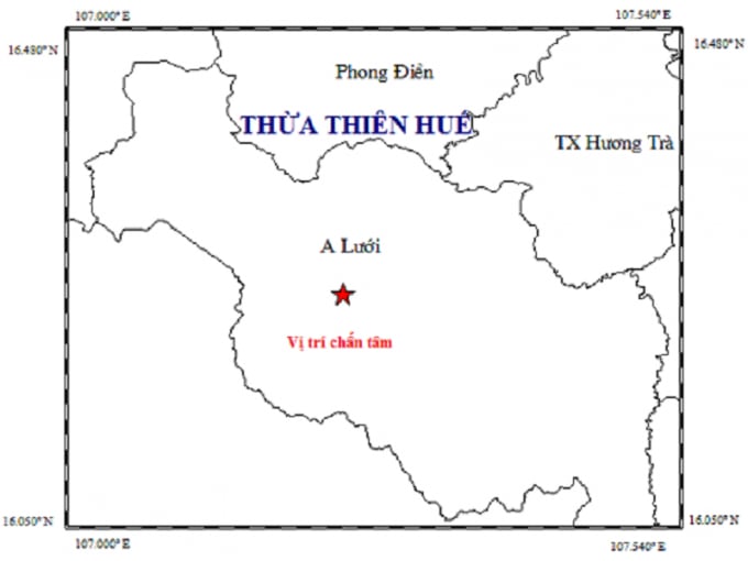 anh-185537_291.jpeg Vị trí chấn tâm động đất. Ảnh: Viện vật lý địa cầu.