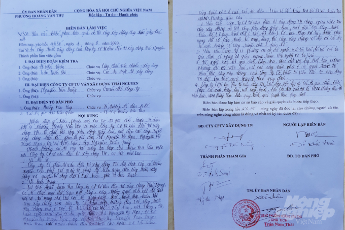 4-095100_179.jpg Biên bản làm việc của UBND phường Hoàng Văn Thụ ngày 1/8. Ảnh: Toán Nguyễn.