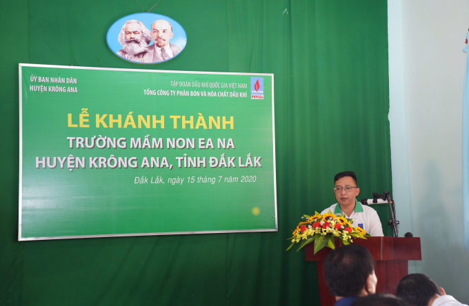 Đại diện PVFCCo phát biểu tại Lễ khánh thành. Ảnh: Đình Khôi.
