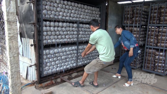 Từ hiệu quả kinh tế mang lại chị Hạnh mạnh dạn đầu tư trang thiết bị hiện đại để sản xuất phôi nấm. Ảnh: Trần Trung.