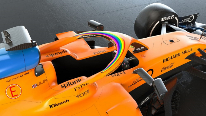 Biểu tượng cầu vồng trên xe đua F1. Ảnh: F1.